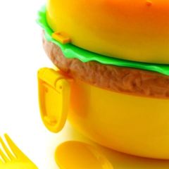 BUFFER® Hamburger Tasarımlı Çatal Bıçaklı Saklama ve Beslenme Kabı Kutusu