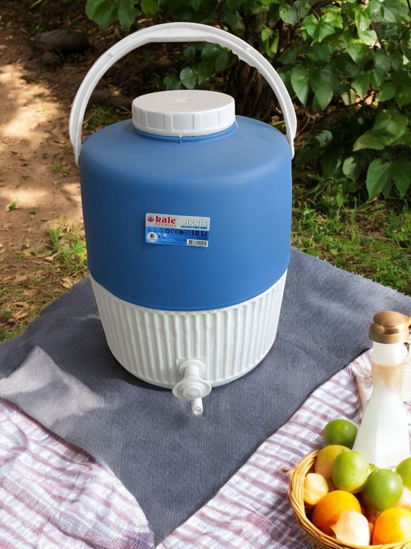 10 LT Kale 1002 Soğuk Su Termosu Musluklu Piknik Termos Mavi