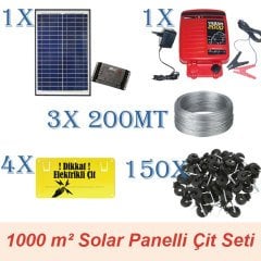 Yaban Domuz ve Ayı İçin Elektrikli Çit Sistemi Güneş Panelli (Aküsüz) 1000 m²