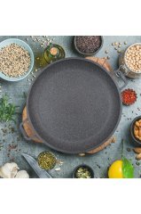ThermoAd Granit Döküm Tava 36 cm ( Bazlama Gözleme Kavurma Tavası )