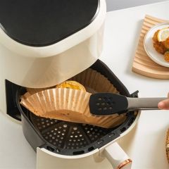 BUFFER® 50 Adet Air Fryer Pişirme Kağıdı Tek Kullanımlık Yağ Geçirmez Yuvarlak Tabak Model PVC