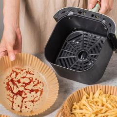 BUFFER® 50 Adet Air Fryer Pişirme Kağıdı Tek Kullanımlık Yağ Geçirmez Yuvarlak Tabak Model PVC