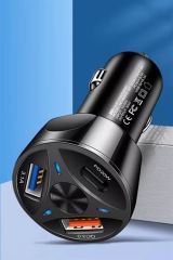 BUFFER® 55W 3 Port Usb Araç İçin Telefon Şarj Cihazı 3 Girişli Çakmaklık Adaptör-3.1A PD 20W QC 3.0