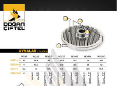 Doğan Çiftel No 22 / 6 mm Süzgeç Kıyma Makinesi Aynası