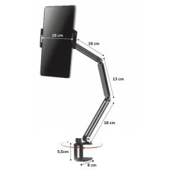 Masaya Takılabilen Telefon Tablet Standı Uzun Kollu Ayarlanabilir Telefon Tutucu