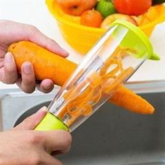 BUFFER® Hazneli Meyve Sebze Soyacağı Renkli Tutma Kollu Şeffaf Hazneli Soyacak