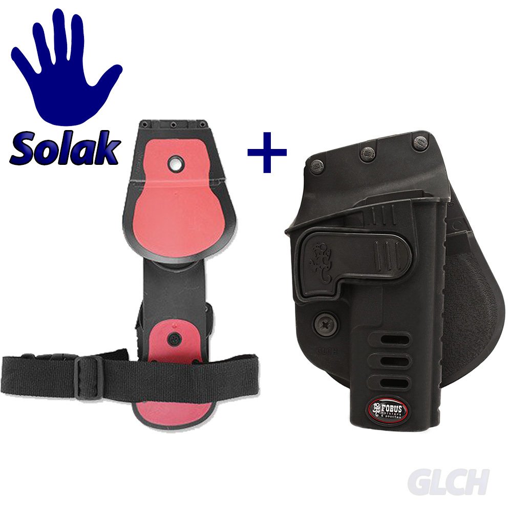 Fobus GLCH-RT LEFT (Solak) Glock 17 19 Mandallı Kılıfı + Bacak Aparatı 2li Set (Tabanca Hariçtir)