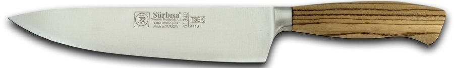 Sürbisa 61340 Zeytin Saplı Dövme Şef Bıçağı Çelik:22,5cm Toplam:37,5cm