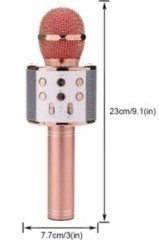 BUFFER® Rose Gold Şarj Edilebilir Telefon Ve Usb Bağlantılı Şarkı Karaoke Mikrofon