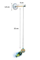 BUFFER® Kediler için Çok Renkli Zilli Vantuzlu Eğlenceli Olta Şekilli Kedi Oyuncağı
