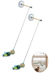 BUFFER® Kediler için Çok Renkli Zilli Vantuzlu Eğlenceli Olta Şekilli Kedi Oyuncağı