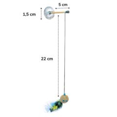 BUFFER® Kediler için Çok Renkli Zilli Vantuzlu Eğlenceli Olta Şekilli Kedi Oyuncağı