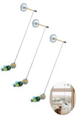 BUFFER® Kediler için Çok Renkli Zilli Vantuzlu Eğlenceli Olta Şekilli Kedi Oyuncağı