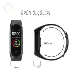 BUFFER® M4 Akıllı Bileklik Band M4 Su Geçirmez Renkli Ekran Bileklik