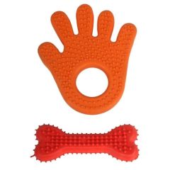 BUFFER®  Hand&Bone Evcil Hayvanlar İçin İkili Diş Kaşıma Çiğneme Oyuncağı