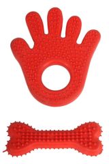 BUFFER®  Hand&Bone Evcil Hayvanlar İçin İkili Diş Kaşıma Çiğneme Oyuncağı