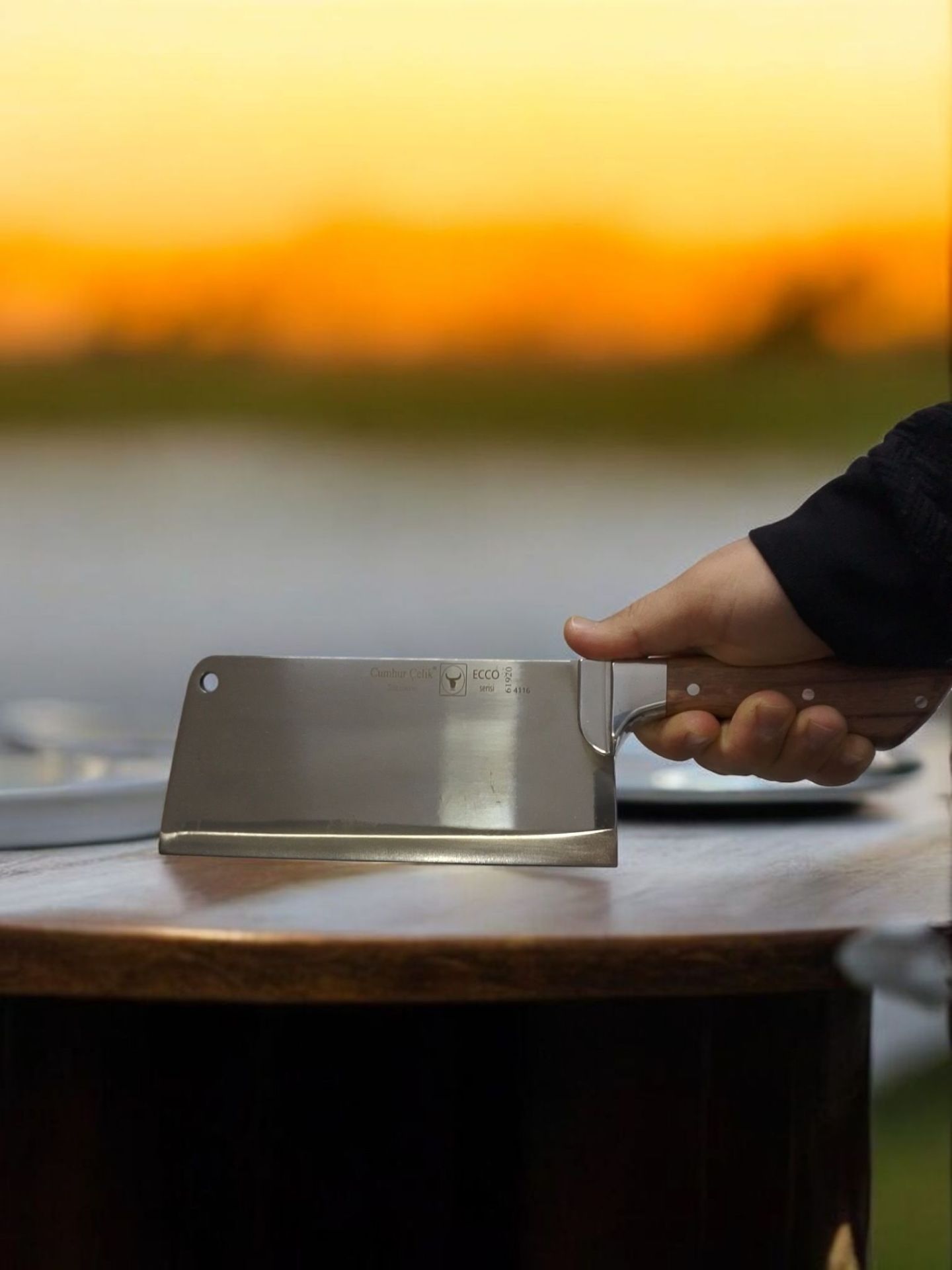 Cumhur Çelik Ecco 61920 Satır, Kurban Et Kemik Parçalama Satırı, Paslanmaz, Ahşap Sap