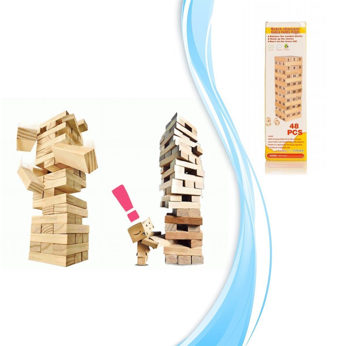 BUFFER® Cenga 48 Parça Ahşap Kule Denge Strateji Zeka Beceri Oyunu