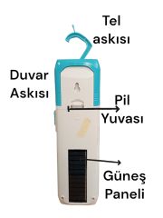 Şarjlı Led Işıldak Güneş Enerjili ve Pille Çalışabilir 7x23 cm