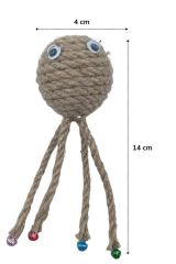 BUFFER® Zilli Peluş Yumuşacık Renkli Hasır  Mavi Ahtapot  Kedi Oyuncağı