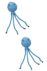 BUFFER® Zilli Peluş Yumuşacık Renkli Hasır  Mavi Ahtapot  Kedi Oyuncağı