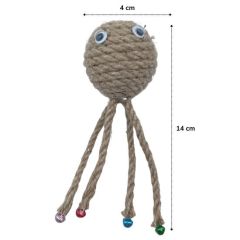 BUFFER® Zilli Peluş Yumuşacık Renkli Hasır  Mavi Ahtapot  Kedi Oyuncağı