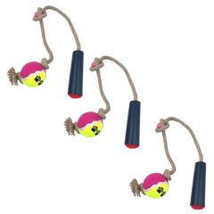 BUFFER® Tenis Toplu Diş Halatı Diş Kaşıma Köpek Oyuncağı Tenis Toplu Halat Çekme 2 kişilik  Oyun