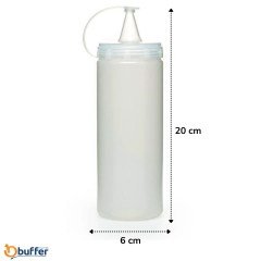 BUFFER® Şeffaf Kapaklı Sızdırmaz Yağlık Sosluk Şişesi Plastik Yağdanlık 400 ml. AP-9028