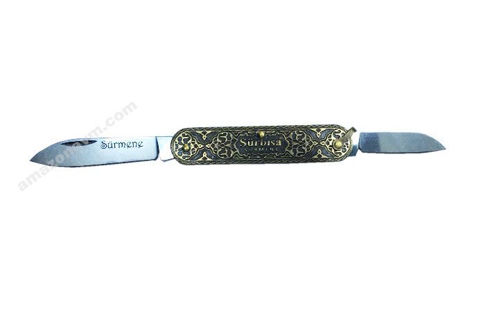 Sürbisa 61804 Pirinç İşlemeli İki Bıçaklı Çakı 5,5cm
