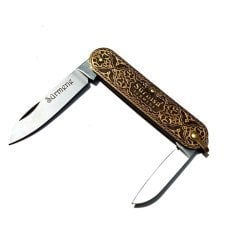 Sürbisa 61804 Pirinç İşlemeli İki Bıçaklı Çakı 5,5cm