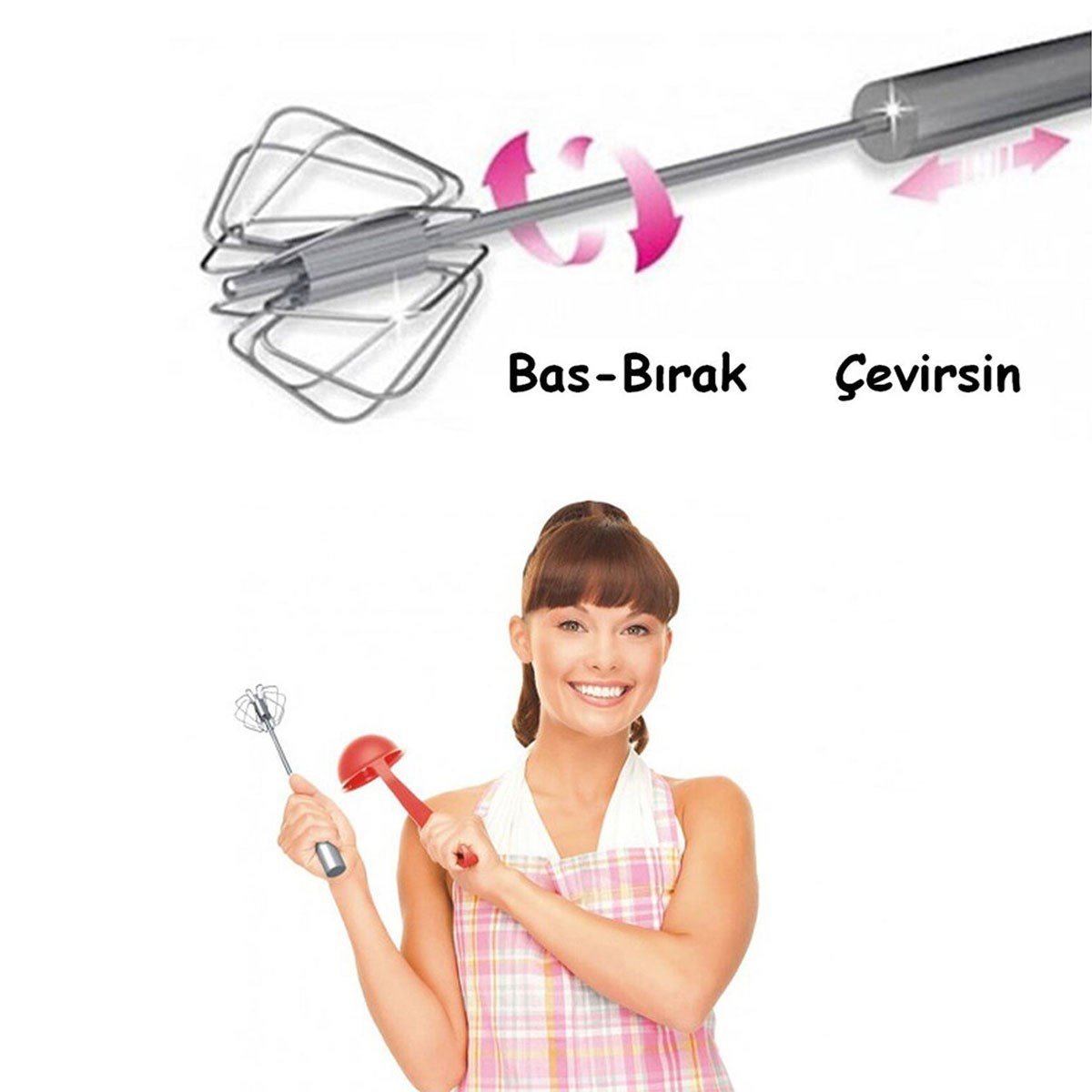 BUFFER® Bas Çek Mikser Otomatik Karıştırıcı Metal Çırpıcı Karıştırma Teli