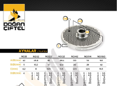 32 lik Kıyma Makinesi Böbrek Aynası 3 Delikli Süzgeç Yedek Parça