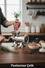 12'lik Paslanmaz Çelik Kıyma Makinesi Kollu – Dayanıklı ve Hijyenik Makina