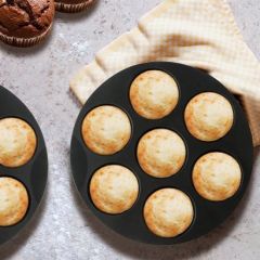 BUFFER® Airfryer Yuvarlak Model Pişirme Matı Kırmızı 20 Cm ve 7 Gözlü Airfryer Cupcake Kalıbı