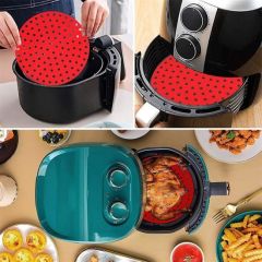 BUFFER® Airfryer Yuvarlak Model Pişirme Matı Kırmızı 20 Cm ve 7 Gözlü Airfryer Cupcake Kalıbı