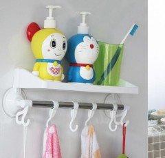 Raflı ve Kancalı Vantuzlu Banyo Askısı