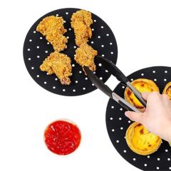 BUFFER® Airfryer Yuvarlak Model Pişirme Matı Siyah 20 Cm ve  7 Gözlü Airfryer Cupcake Kalıbı