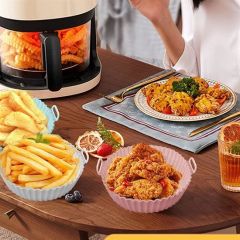 BUFFER® Airfryer Yuvarlak Model Pişirme Matı Vizon ve Yuvarlak Model Pişirme Matı Gri 20 Cm