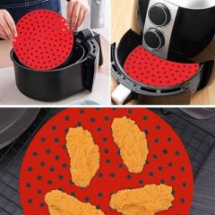 BUFFER® Airfryer Yuvarlak Model Pişirme Matı Kırmızı ve Yuvarlak Model Pişirme Matı Siyah 23cm