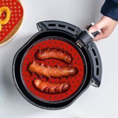 BUFFER® Airfryer Yuvarlak Model Pişirme Matı Kırmızı ve Yuvarlak Model Pişirme Matı Siyah 20cm