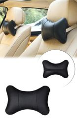 BUFFER® 2 Adet Araç içi Ergonomik Siyah Deri Boyun ve Seyehat Yastığı
