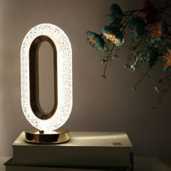 BUFFER® Oval Model USB Şarjlı Dokunmatik 3 Farklı Işık Modlu Masa Üstü Kristal Akrilik Lamba Led