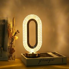 BUFFER® Oval Model USB Şarjlı Dokunmatik 3 Farklı Işık Modlu Masa Üstü Kristal Akrilik Lamba Led
