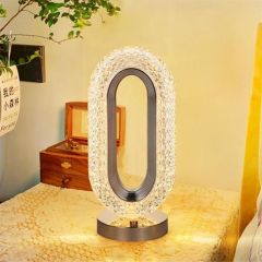 BUFFER® Oval Model USB Şarjlı Dokunmatik 3 Farklı Işık Modlu Masa Üstü Kristal Akrilik Lamba Led