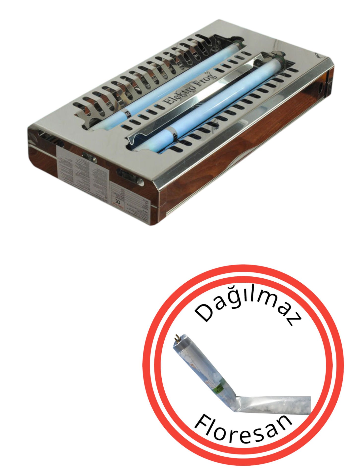 Elektrofrog Sinek Öldürücü Ampul SM 040-P 304 Paslanmaz - Slim Duvar Tipi 40-60 m² 2x15W Dağılmaz UV Florasanlı