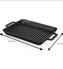 Defonte Döküm Demir 26x32cm Dikdörtgen Grill Izgara Tava