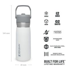 Stanley GO Iceflow Pipetli Paslanmaz Çelik Soğuk Su Termosu 0.65 LT 0,65 LT - Beyaz
