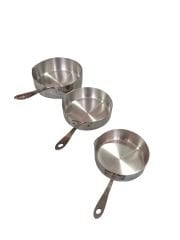 3 'lü Yağ Sos Tavası Seti Paslanmaz 18/10 Ni (16/14/12cm)