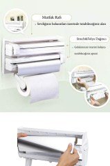 BUFFER® Duvara Monte 3lü Alüminyum Folyo Strech Film ve Rulo Havlu Tutucu