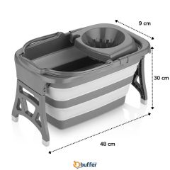BUFFER® 20 Litre Kapasiteli Püskül Paspaslı Paslanmaz Taşınabilir Katlanabilir Mop Kovası ve Paspası